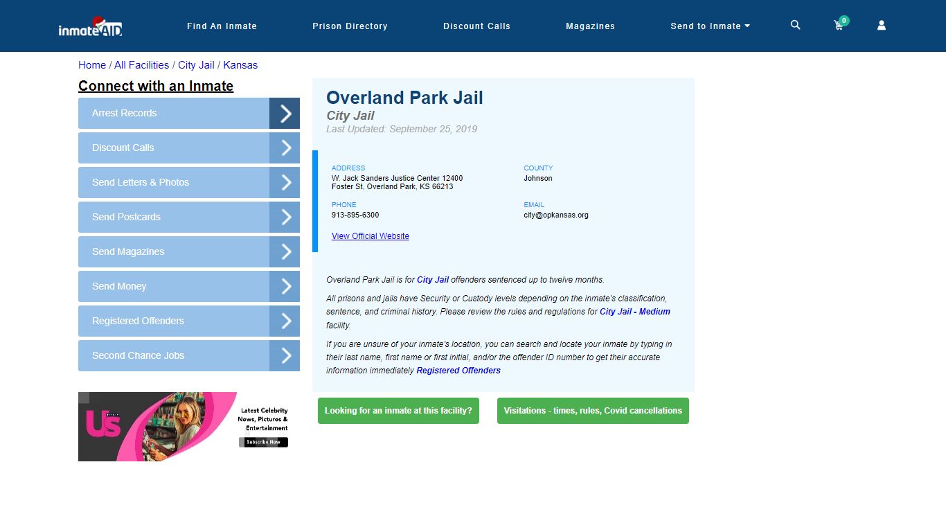Overland Park Jail | Inmate Locator